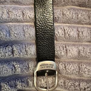 Harley-Davidson Black Leather Belt with Silver Buckle